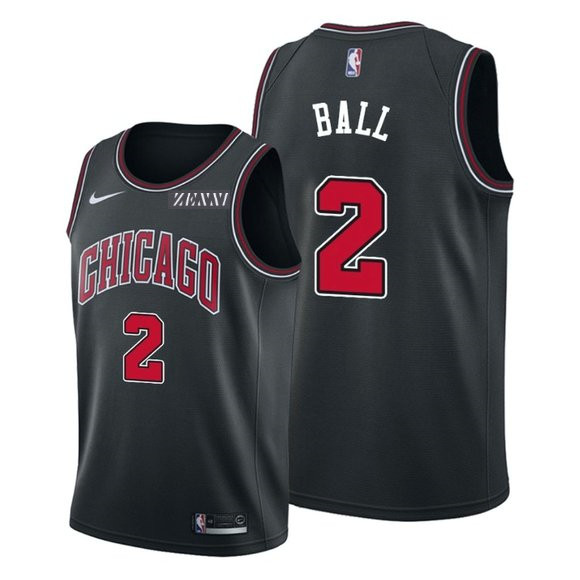 Men's Chicago Bulls #2 Lonzo Ball Black Stitched Basketball Jersey - Click Image to Close